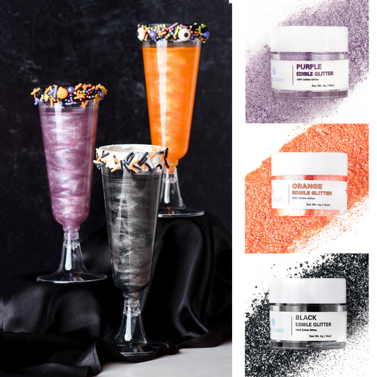 Edible Glitter 3 Pack - Black, Orange and Purple