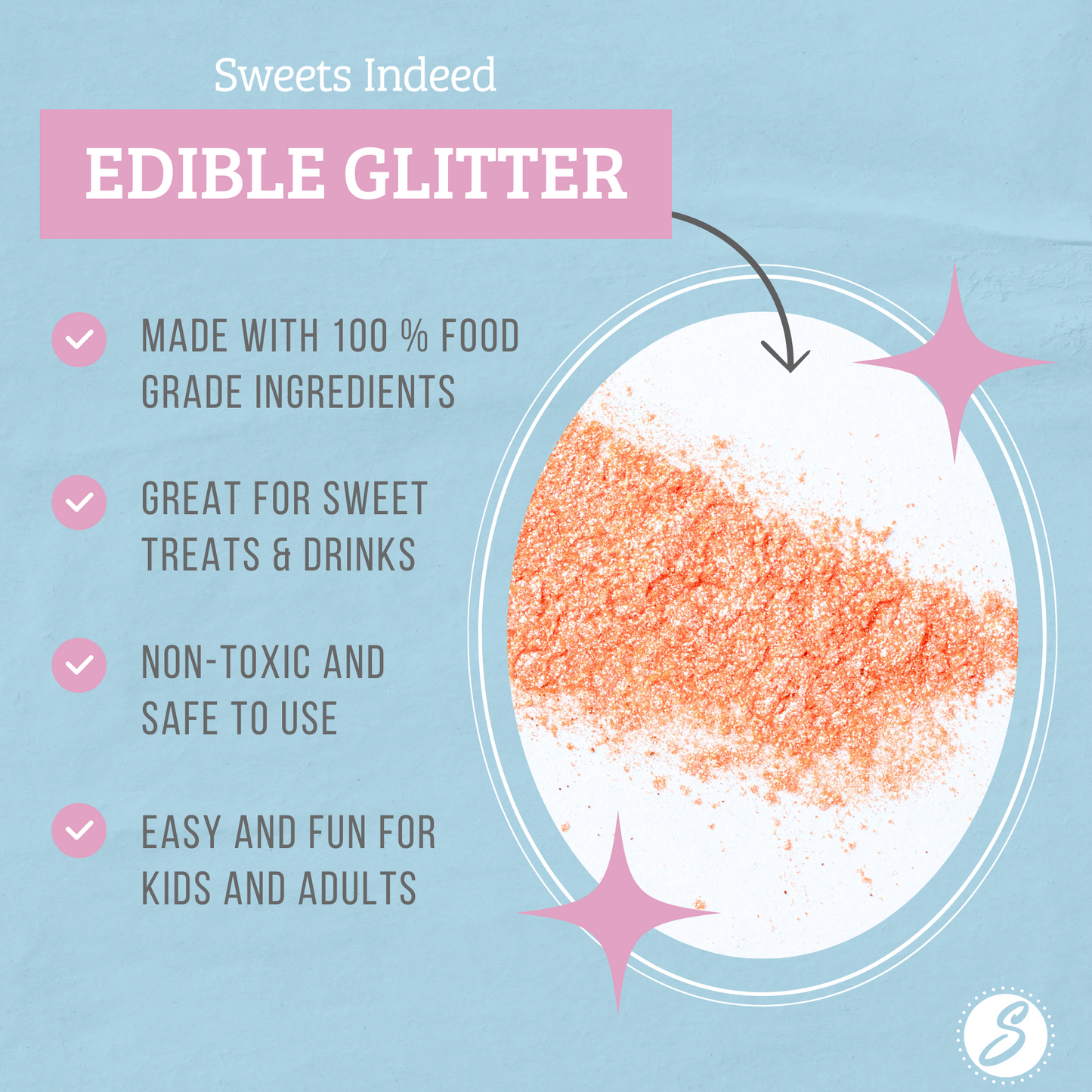 Edible Glitter 3 Pack - Black, Orange and Purple