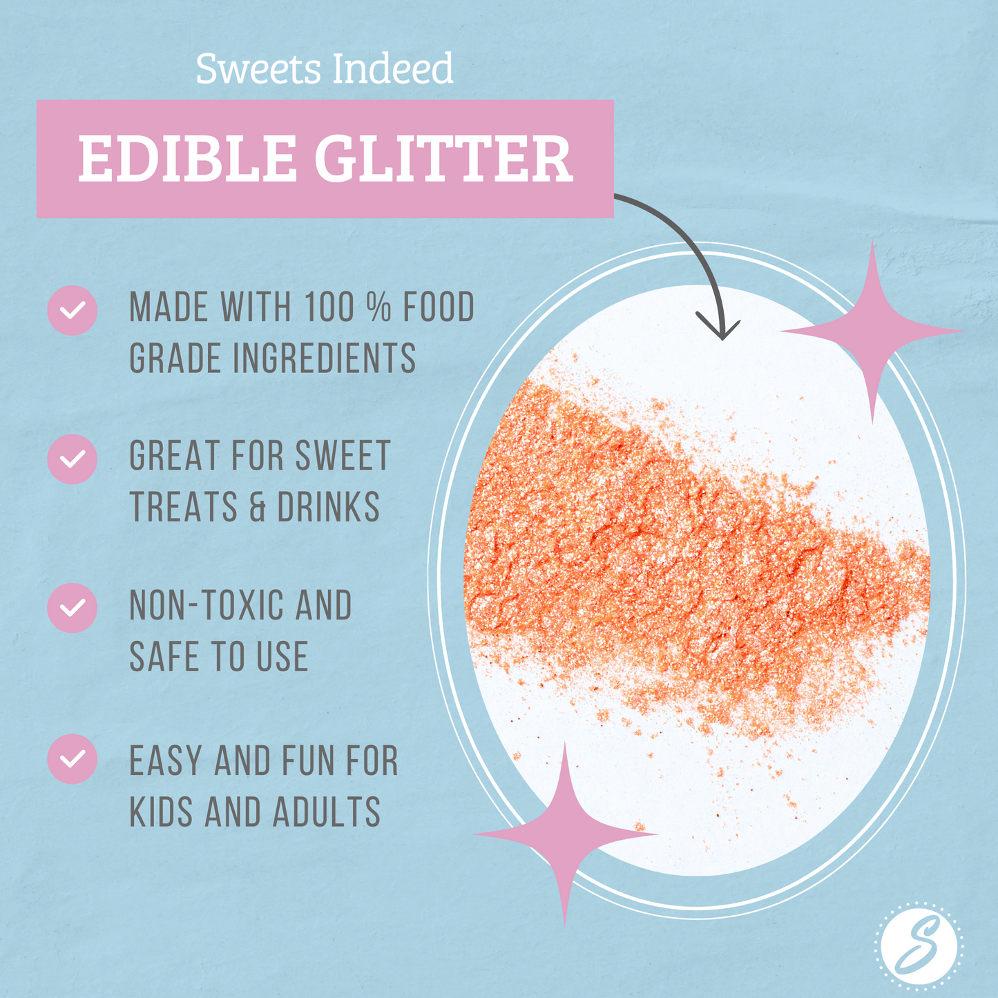 Orange Edible Glitter